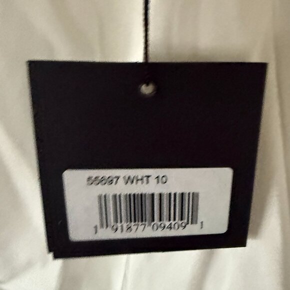 White Rhinestone Neckline Draped Mini Dress Womens Gown Mac Duggal - Picture 10 of 13